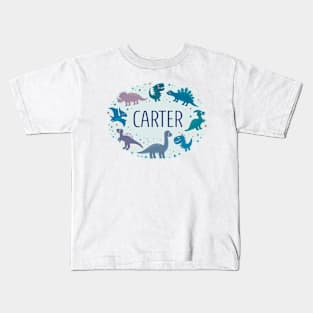 Carter name surrounded by dinosaurs Kids T-Shirt